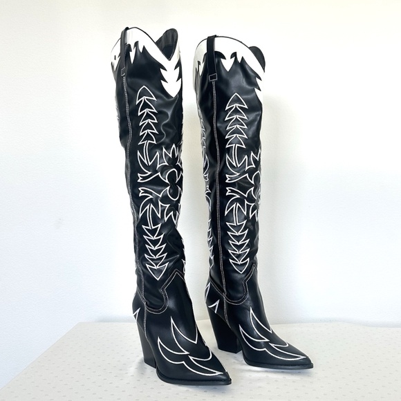 SHEIN Monochrome Over the Knee Boots - Picture 1 of 11